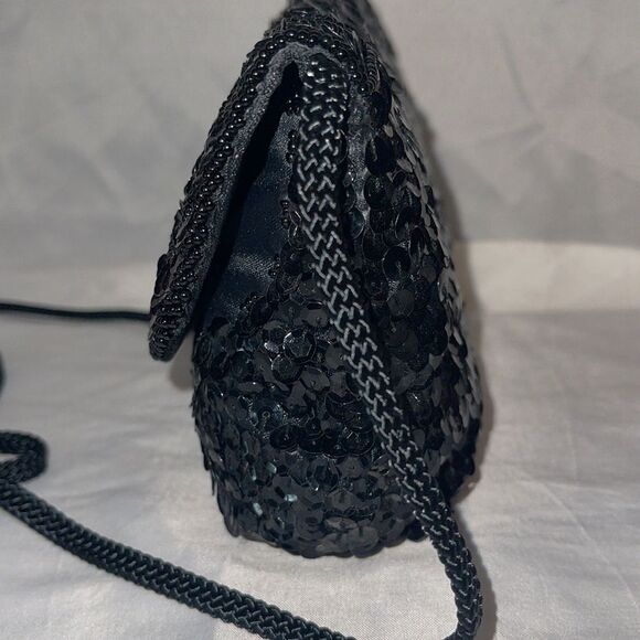 Vintage La Regale Black Sequin Beaded Evening Bag - Picture 4 of 12
